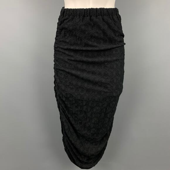 COMME des GARCONS TRICOT Size S Black Eyelet Cotton Blend Ruched Skirt - Picture 1 of 6
